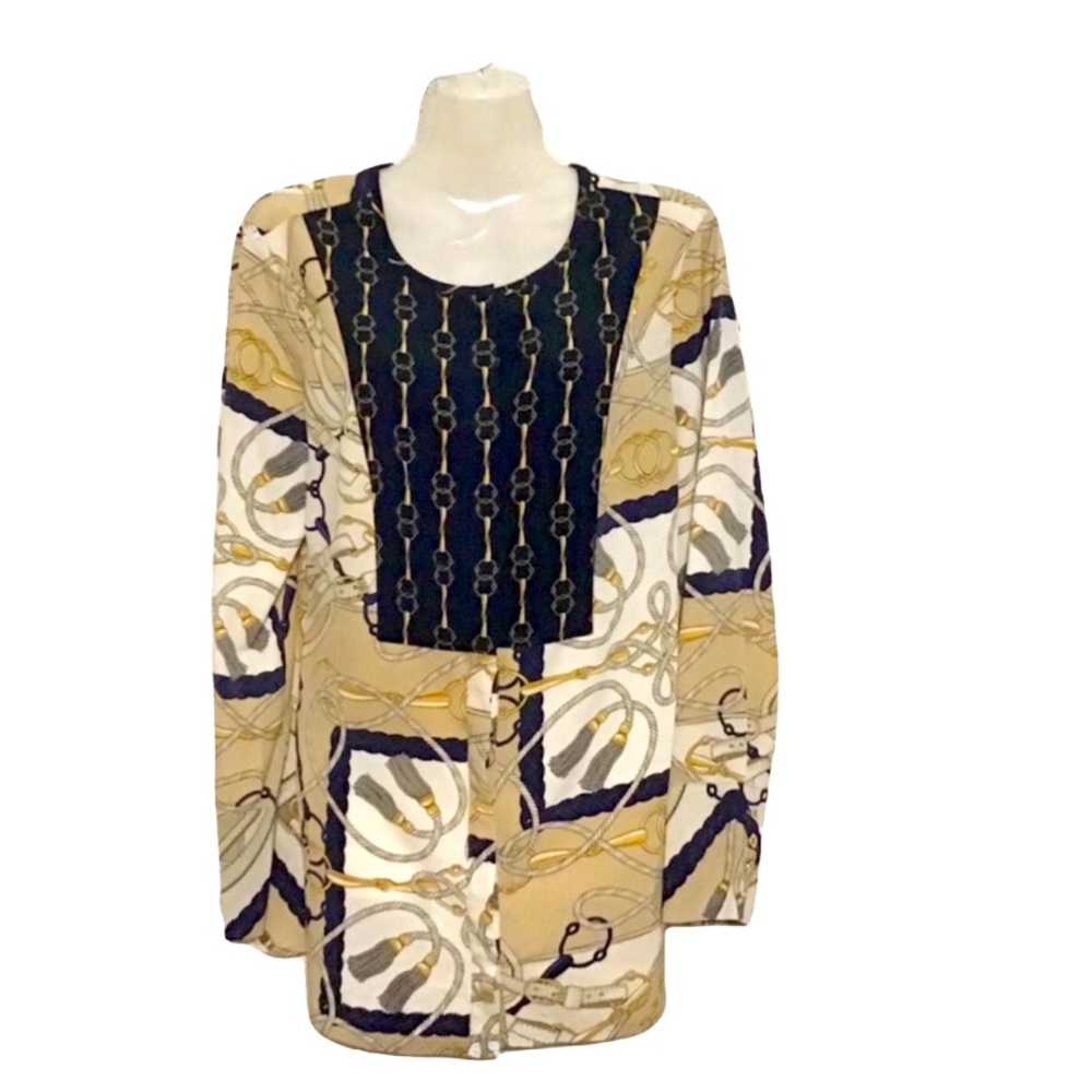 Adrienne Vittadini Gorgeous Silk Texture Button Down Small Dress Shirt